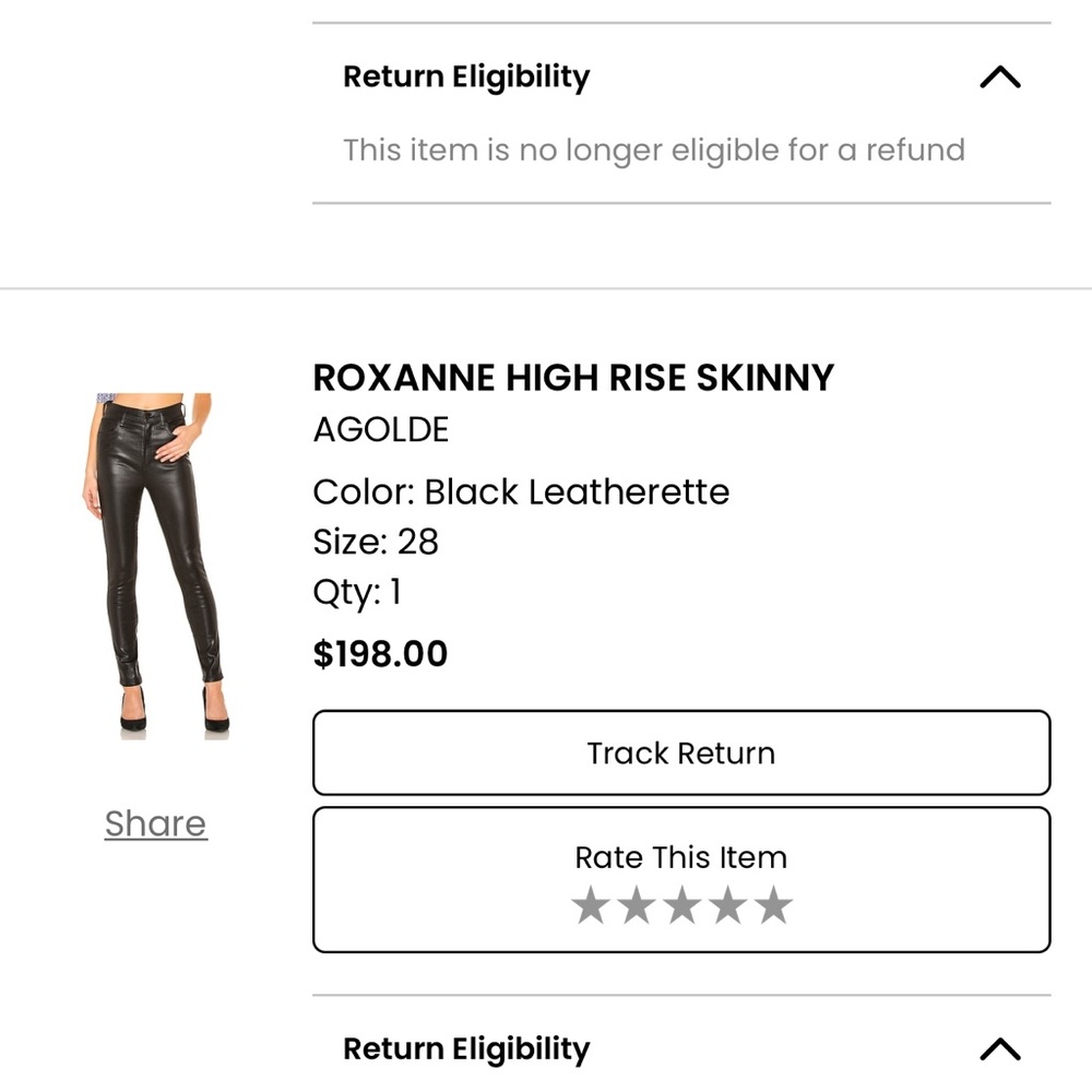 Agolde - Roxanne High Rise Skinny, Size 28 - Picture 3 of 7